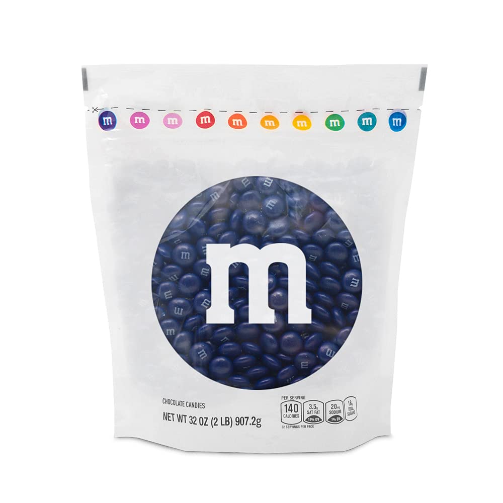 M&Ms Dark Blue Milk Chocolate Candy, 2Lbs Of M&M'S In Resealable Pack For Candy Bars, Birthday Parties, Graduations, Congrats Ce