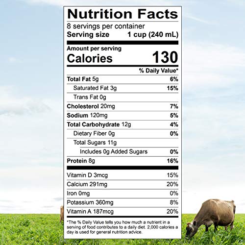Organic Valley Grassmilk, 100% Grass Fed Organic 2% Reduced Fat Milk, Half Gallon, 64 oz