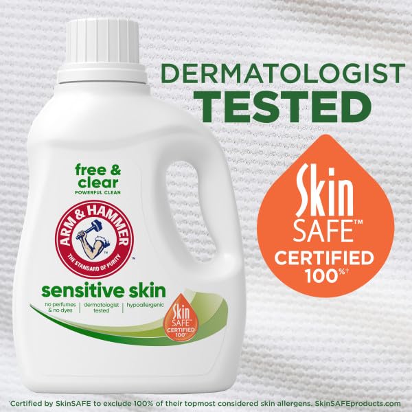 Arm & Hammer Liquid Laundry Detergent, Sensitive Skin, 33 Loads, 33 Fl Oz