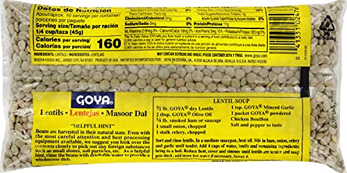 Goya Foods Lentils, Dry, 16 Ounce (Pack Of 24)