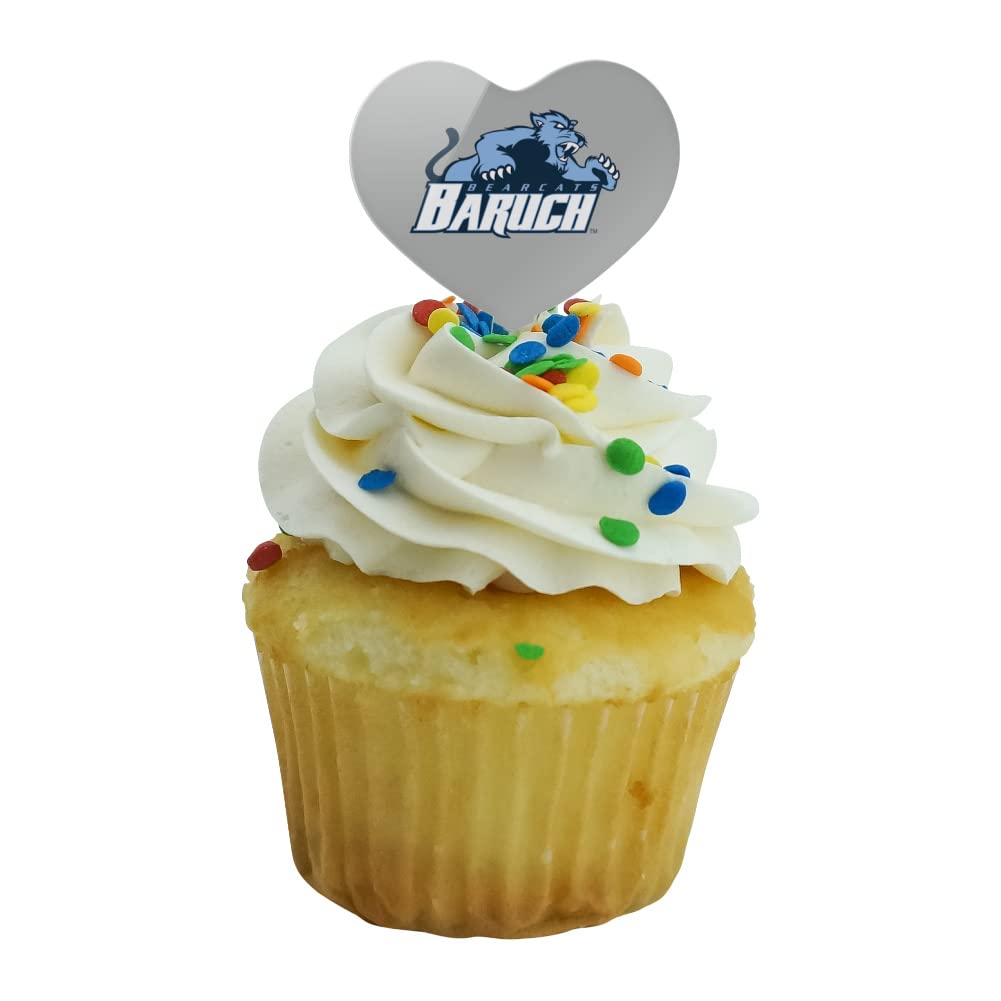 GRAPHICS & MORE Cupcake Picks Set of 6, Acrylic, Baruch College Heart Love Design