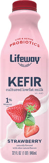 Lifeway Low Fat Kefir - 10g Protein, 12 Live Active Probiotic Cultures, Up to 99% Lactose Free, Gluten Free - Strawberry, 32 oz