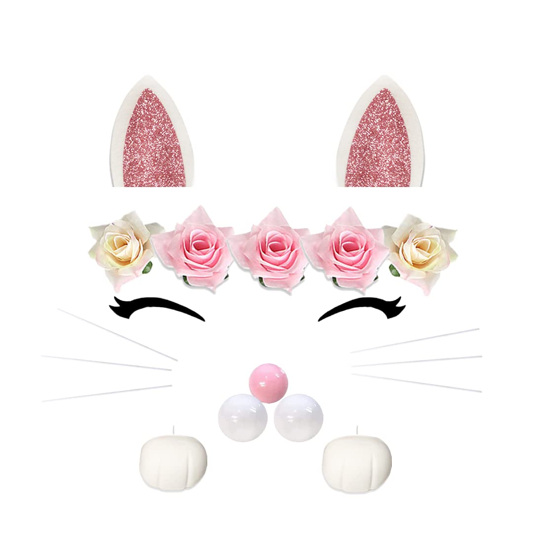 Cat Cake Topper With Ear Foot Flowers Eye Nose Whiskers For Kitty Cat Baby Shower