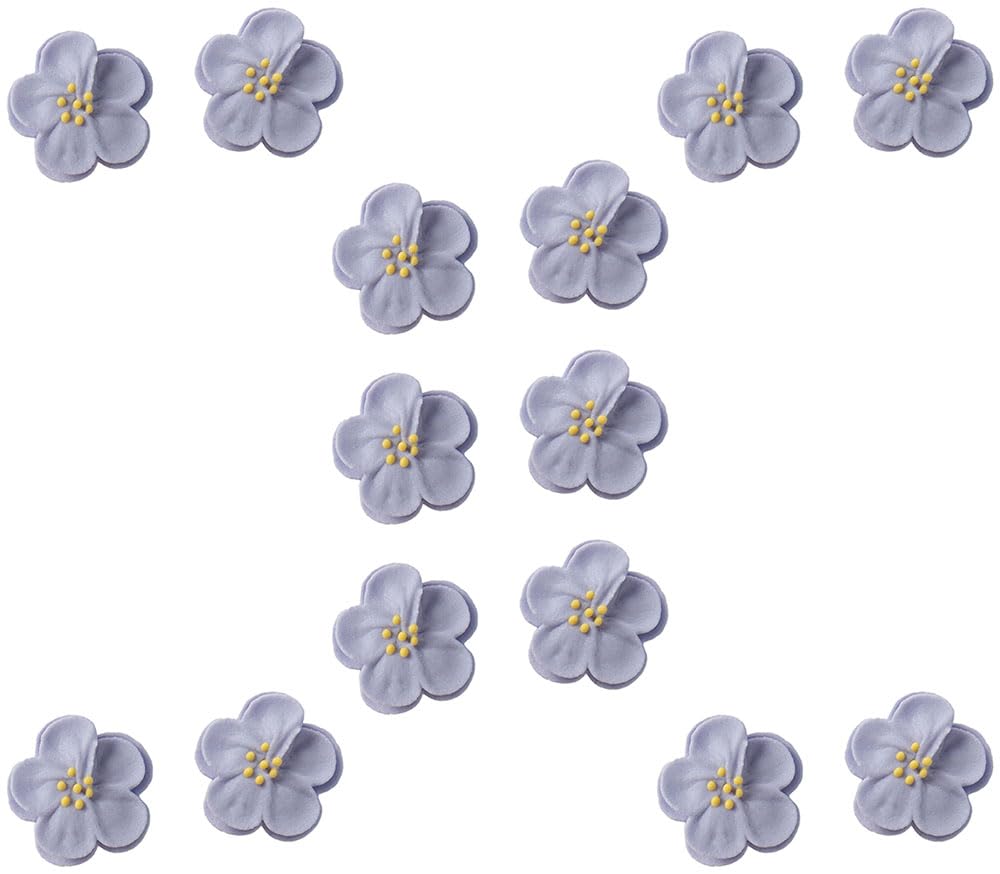OCREME Royal Icing Sugar Flower Set of 14 - 1 Inch Lilac Decorations for Cakes, Cupcake Toppers, Birthdays, Weddings