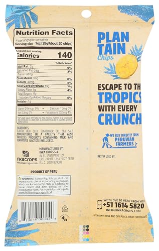 Inka Plantain Chips, Sea Salt, 4 Ounce