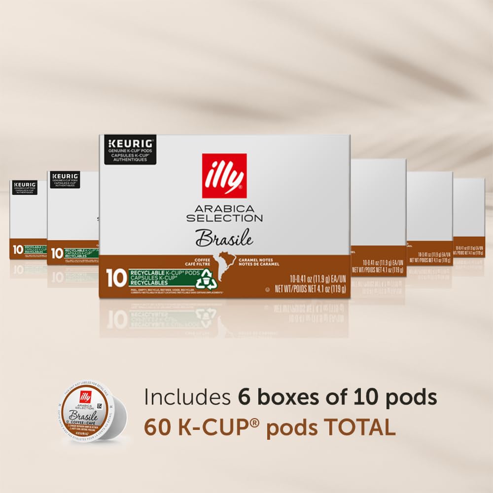 Illy Coffee K Cups - Coffee Pods For Keurig Coffee Maker - Brasile Bold Roast - Notes Of Caramel - Intense & Full-Flavored Flavo