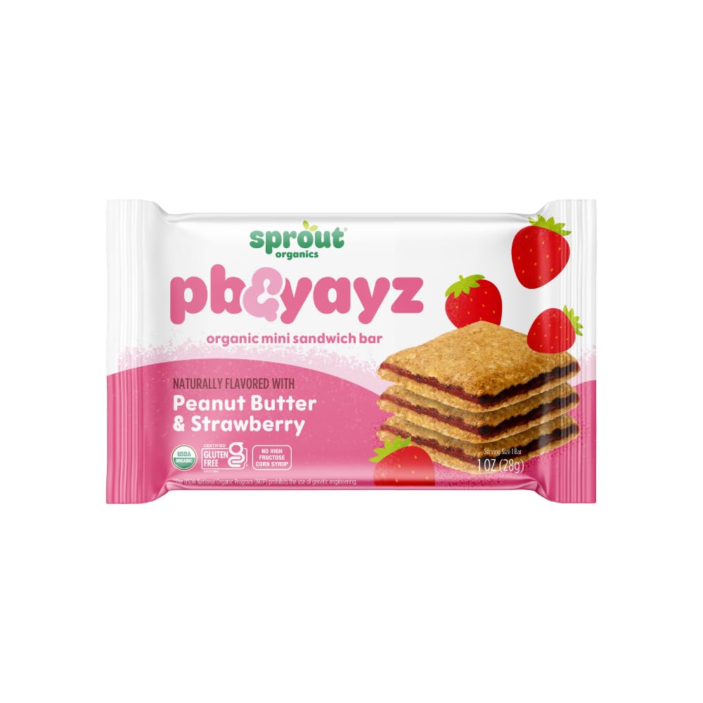 Sprout Organics, Pb & Yayz Toddler Snack Bars, Peanut Butter & Strawberry, 5 Bars