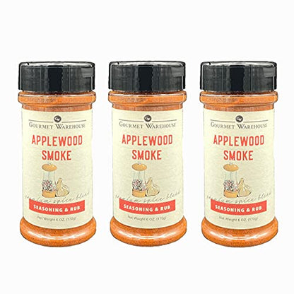 Gourmet Warehouse Applewood Smoke Spice Rub, 6 ozs, 3 Pack - No MSG, No HFCS