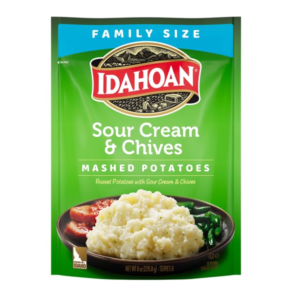 Idahoan Sour Cream and Chives Mashed Potatoes, Family Size 8 oz (pack of 8)