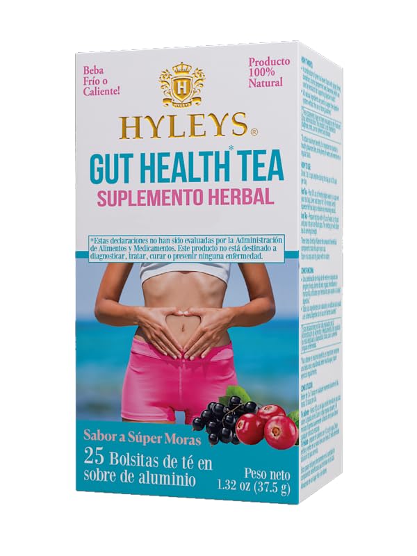 Hyleys Gut Health Super Berries Tea - Natural Digestive Support With Premium Green Tea Blend - 25 Tea Bags