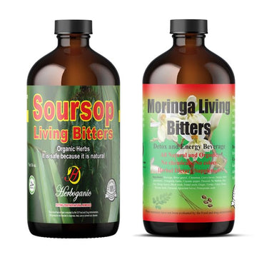 Herboganic Soursop Living Bitters Featured with Moringa Bitters for overall health and wellness |Pack of 2 |16 Oz Each