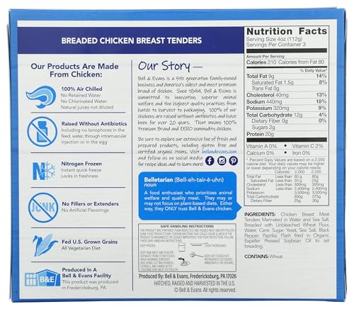 Bell & Evans, Frozen Breaded Chicken Tender (Raised without Antibiotics), 12 oz