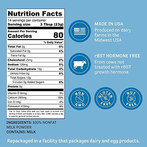 Judees Gluten Free Non-Fat Dry Milk Powder - High-Protein, Gluten-Free - 11.25 Oz