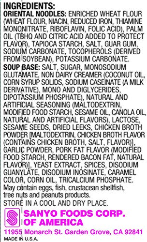 Sapporo Ichiban Ramen Artificially Flavored Tonkotsu, 18.5 Ounce, 30 packs of noodles (5x6).