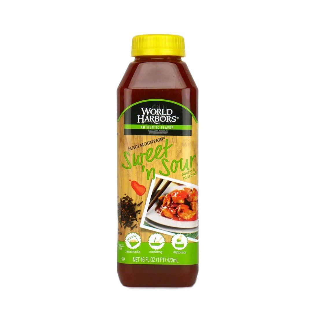 World Harbors Maui Sweet and Sour Sauce, 16 Fl Oz Bottle, Perfect for Dipping, Chicken, Dumplings, and Meats, Model 10002