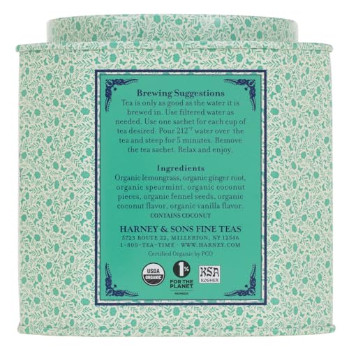 Harney & Sons Organic Coconut Mint Tea | 30ct sachet tin