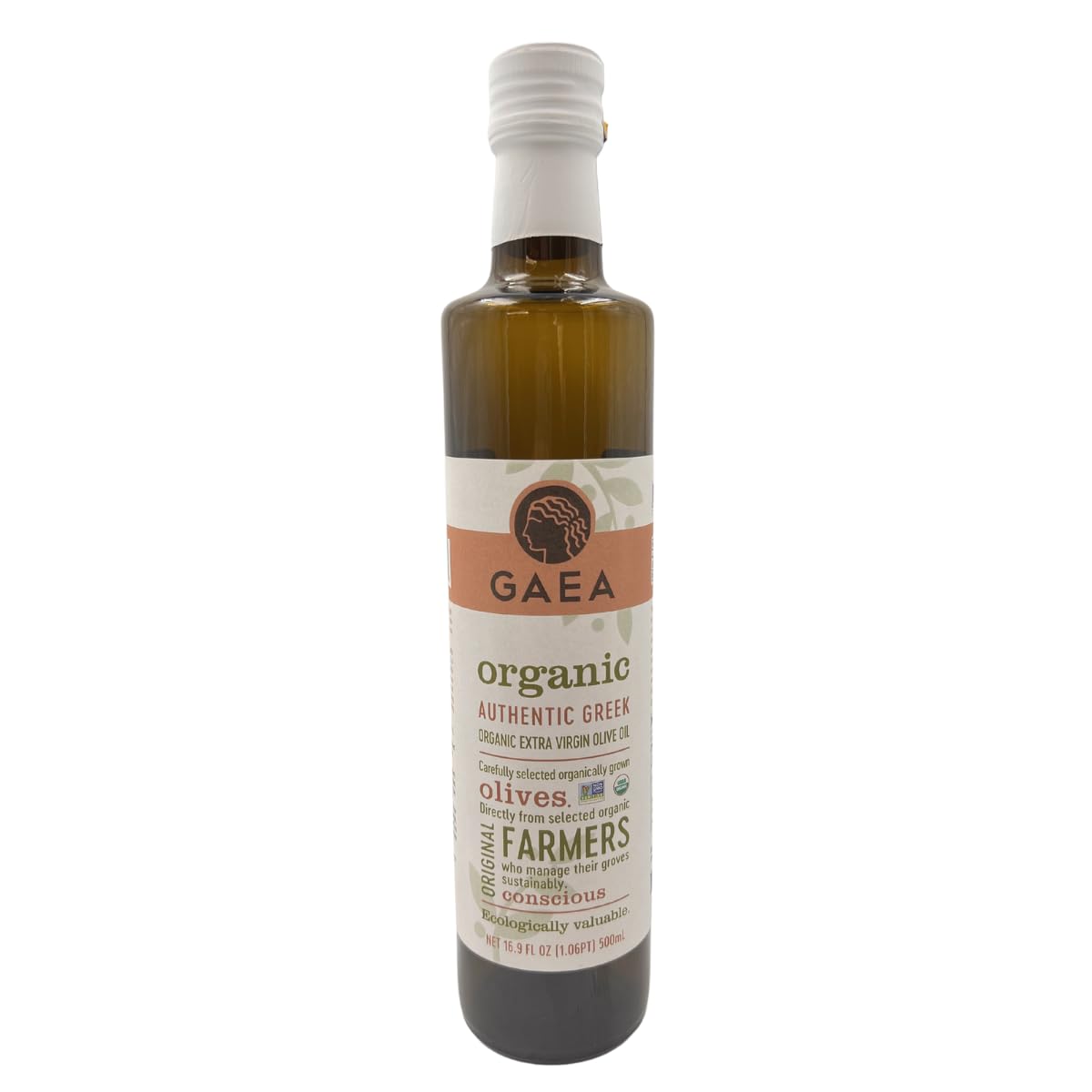 Gaea Organic Extra Virgin Olive Oil - 17 Oz. Bottle - Greek Olive Oil Non-Gmo Certified Organic