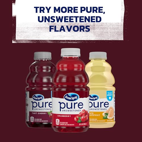 Ocean Spray Pure Unsweetened Tart Cherry, 100% Tart Cherry Juice, 32 Fl Oz Bottle