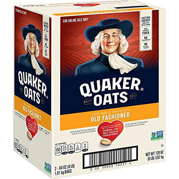 Quaker Old Fashioned Rolled Oats, Non Gmo Project Verified, Two 64Oz Bags In Box, 90 Servings