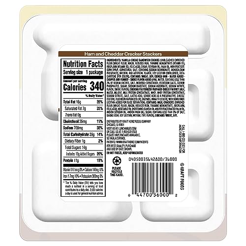 Lunchables Ham & Cheddar Cheese Cracker Stackers Kid Lunch Snack, 3.5 Oz Tray