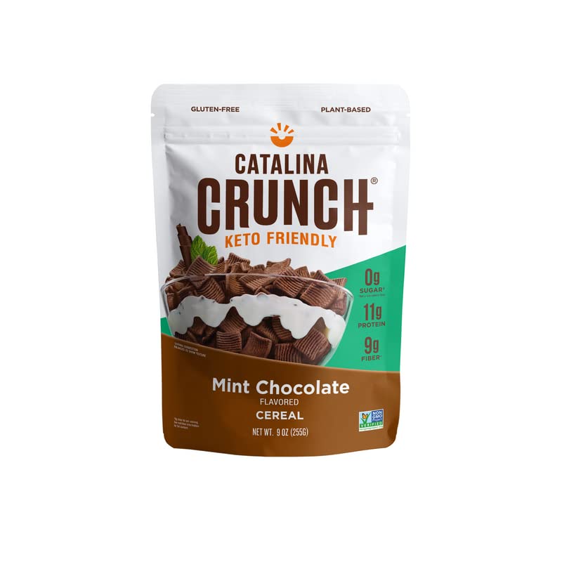 Catalina Crunch Mint Chocolate Chip Keto Cereal (9Oz Bag)  Low Carb Sugar Free Gluten Free  Keto Snacks Vegan Plant Based Protei