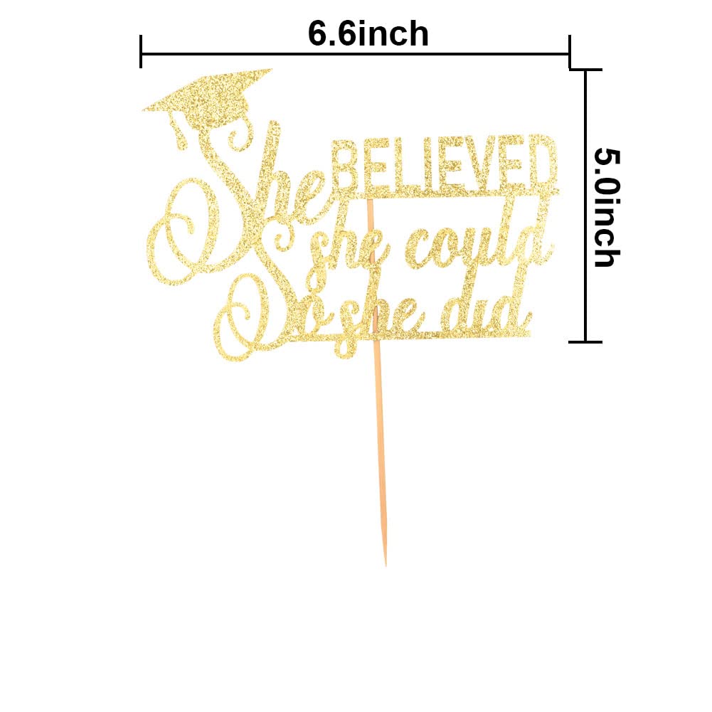 Graduation 2024 Cake Topper, She Did It Cake Sign, Congrats Grad Party Decorations, Gold Glitter