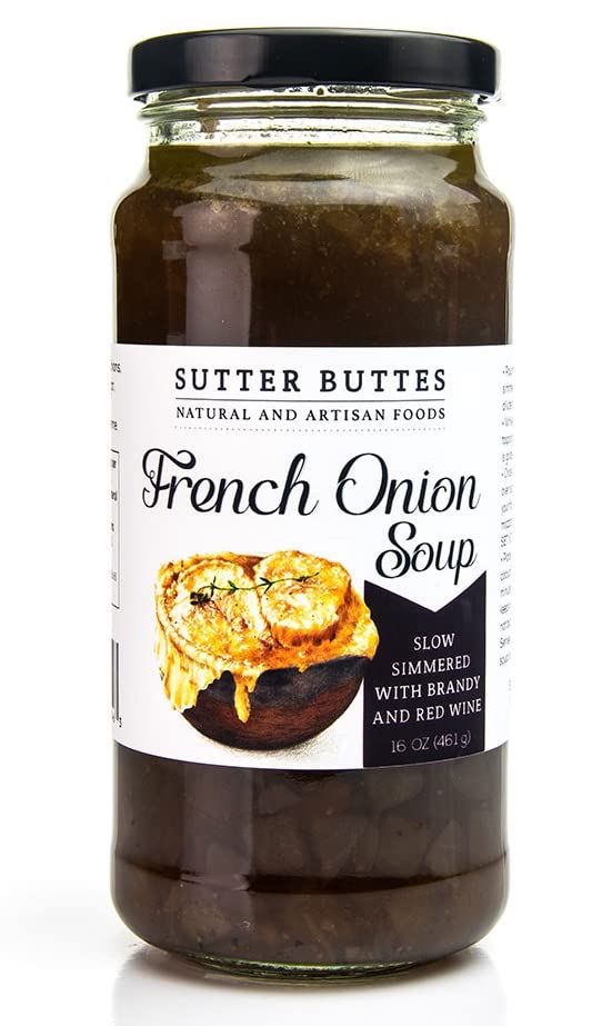 Sutter Buttes French Onion Soup - Award Winning - Slow Simmered With Flavor Blend And Red Beverage-Inspired - 16 Ounce Jar