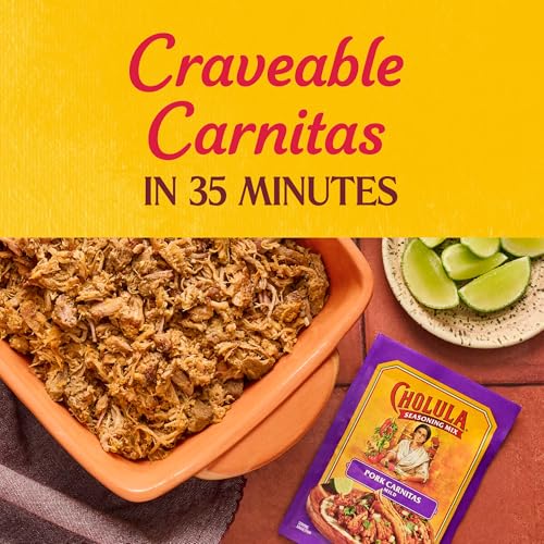 Cholula Seasoning Mix  Pork Carnitas  Mild Heat  For Tamales  Pulled Pork Tacos  Burrito Bowls  Dips and More  1.3 oz (Pack of 12)