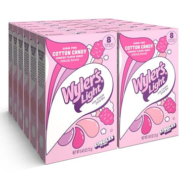 Wyler s Light Singles To Go Powder Packets, Water Drink Mix, Watertok Cotton Candy, 96 Servings, 8 Count x Pack of 12