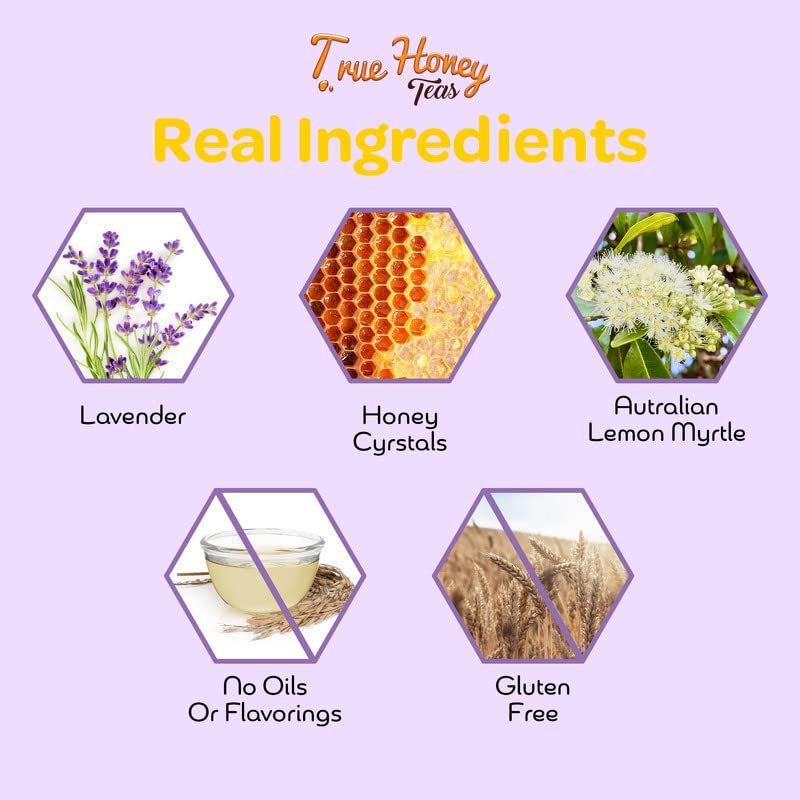 True Honey Teas Lavender Lemonade Herbal Tea Bags - Caffeine-Free, Organic, 24 Count