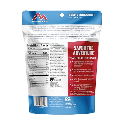 Mountain House Beef Stroganoff Pro-Pak | High Protein | Freeze-Dried Camping Meal | No Artificial Flavors, Colors Or Preservatives | 1 Serving
