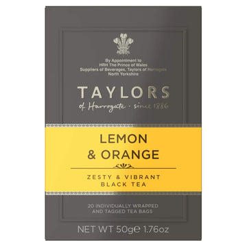 Taylors Of Harrogate Lemon & Orange Black Tea, 20 Count (Pack Of 6)