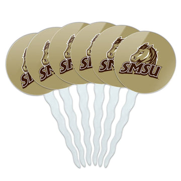 Southwest Minnesota State University Secondary Logo Cupcake Picks Toppers Decoration Set of 6