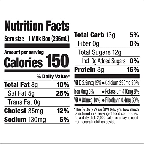 Horizon Organic Shelf Stable Whole Milk Boxes, 8 fl oz, 12 Count - 8g Protein per Serving, USDA Organic UHT from Pasture-Raised