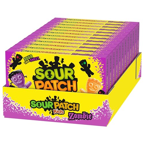 SOUR PATCH KIDS Zombie Orange & Purple Soft & Chewy Halloween Candy  Bulk Candy  12 - 3.5 oz Trick or Treat Boxes