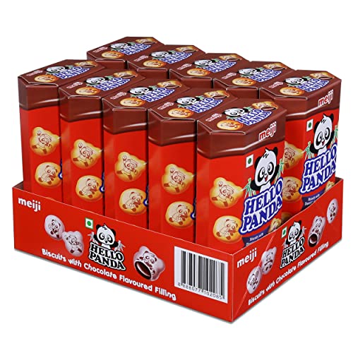 Meiji Hello Panda Biscuits With Chocolate Flavoured Filling| Bite Sized Biscuits Filled With Chocolate Flavoured Cream| (Pack Of
