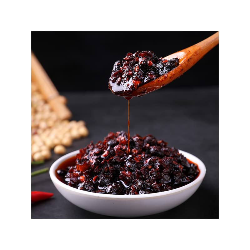 Lao Gan Ma Chili Oil with Fermented Soybeans Family Size 24.69oz (740g) Bundle with FortuneHouse Long Handle Designer Spoon (1 J