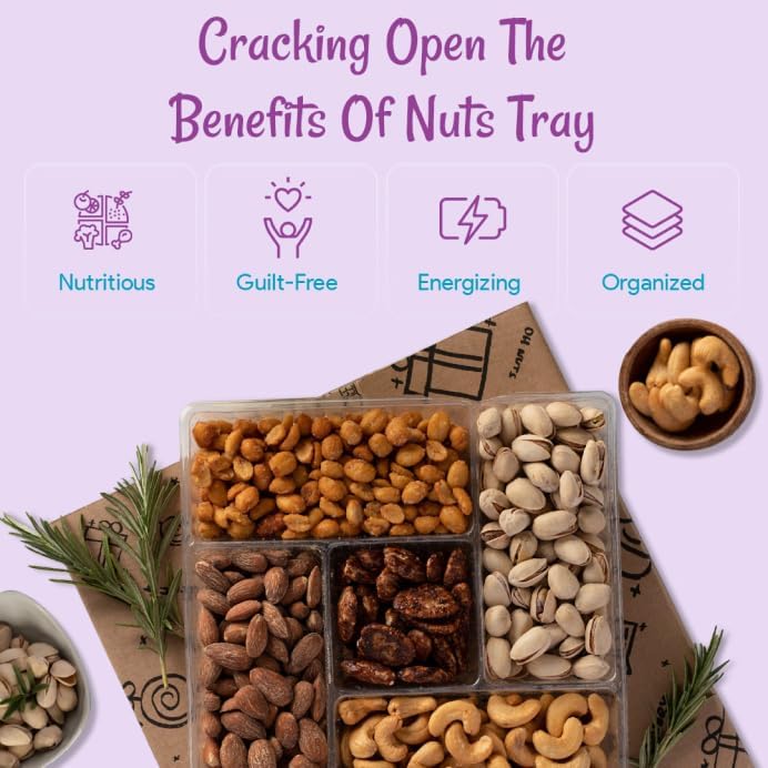 Nuts Gift Basket Variety Roasted Salted Nuts Holiday Gift Basket 5 Section Nuts - By Oh Nuts