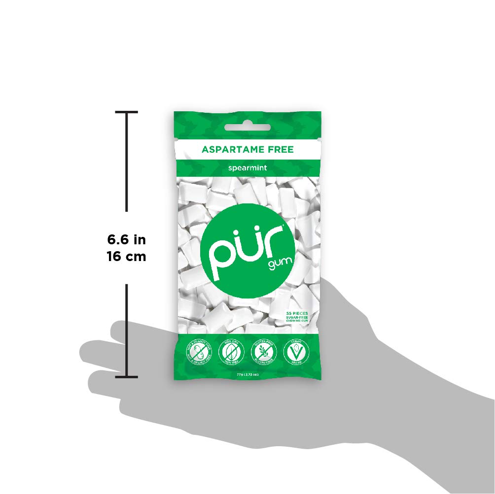 Pur Gum Spearmint Chewing Gum, 55 Count (Pack of 3)