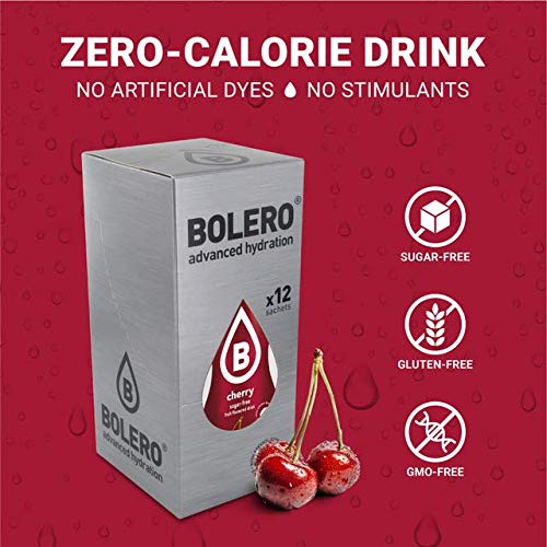 BOLERO Cherry Flavored Sugar Free Drink Mix, Pack of 12 Sachets, Makes 1/2 Gallon Strong Flavor or 1 Gallon Mild Flavor