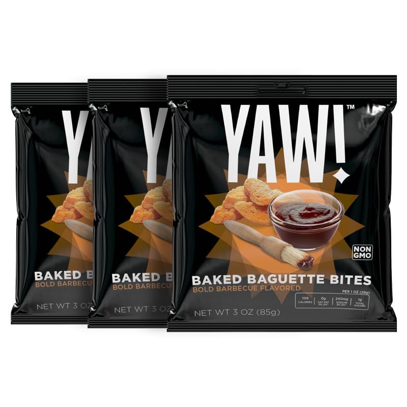 YAW! Baked Baguette Bites, Bold BBQ Flavor, Non-GMO, 9oz, Orange-Red