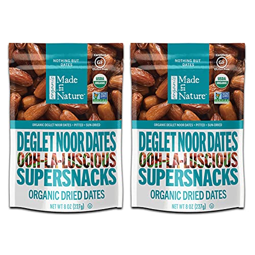 Made In Nature  Organic Dried Dates Deglet Noor Org  Non-gMO Unsulfured Vegan Snack  8 Ounce (Pack of 2)