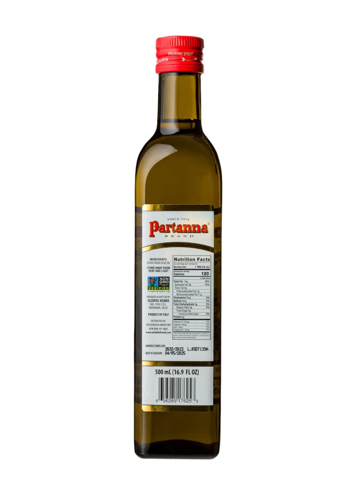 Partanna Everyday Mild Extra Virgin Olive Oil - Premium Castelvetrano Olive Oil - Harvested In Sicily - Pure Authentic Italian -