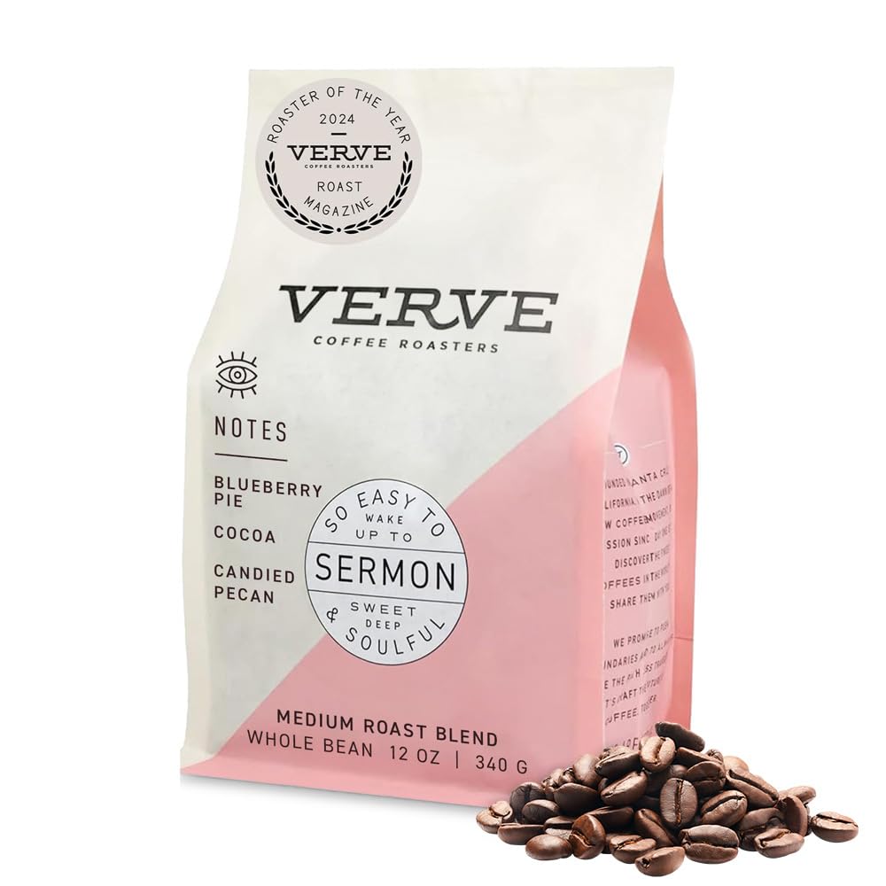 Verve Coffee Roasters Whole Bean Coffee Sermon Blend, Medium Roast, 12oz Resealable Pouch