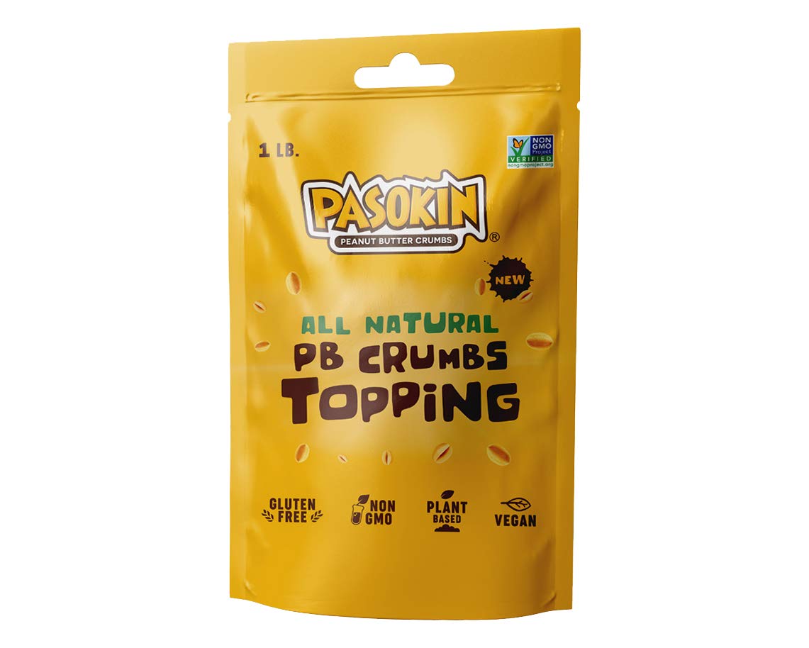 Pasokin | Peanut Butter Crumbs | Gluten-Free, Vegan, All Natural Peanut Butter Topping, Made In Usa, Value Pack, 1 Lb