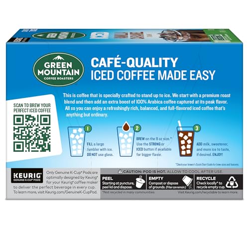 Green Mountain Coffee Roasters ICED Vanilla Caramel  Single Serve Keurig K-Cup Pods  Flavored Iced Coffee  60 Count (6 Packs of 10)