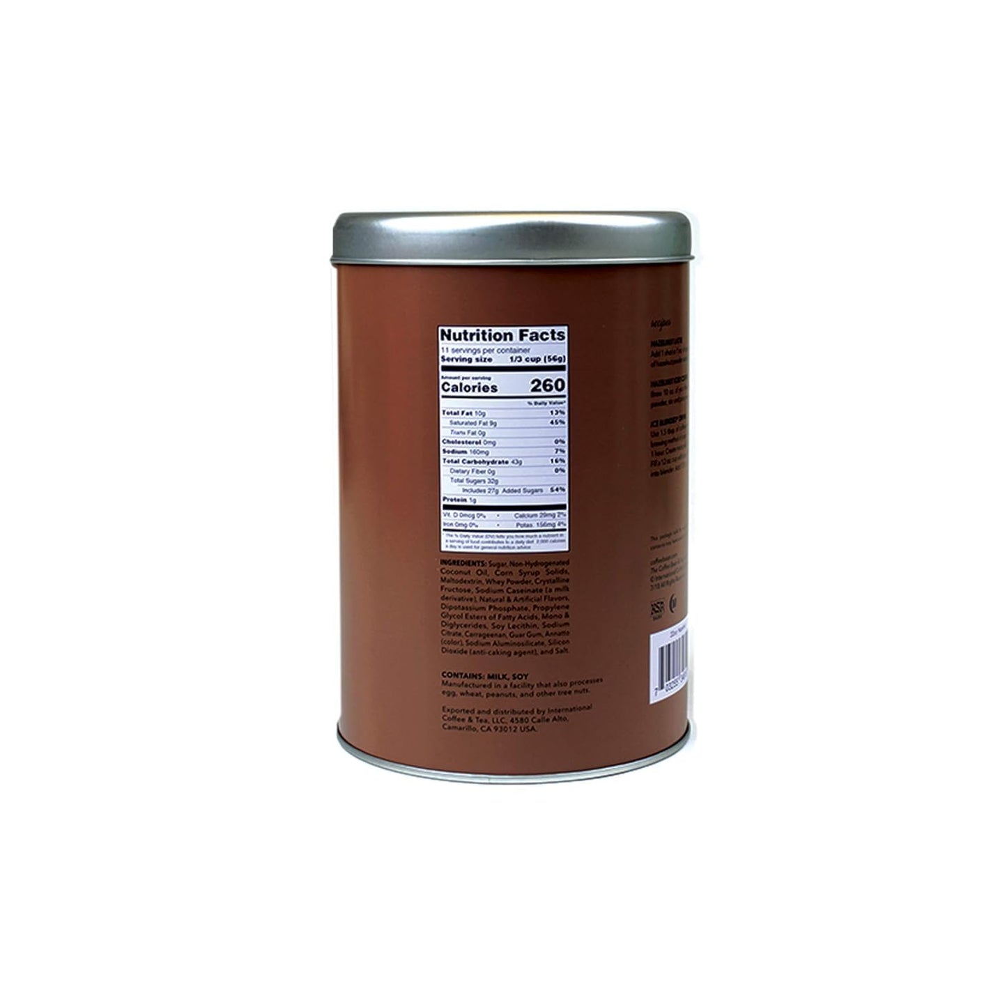 The Coffee Bean & Tea Leaf Hazelnut Powdered Creamer For Coffee, Lattes, Baking, And Drink Mixes, Hazelnut, 22Oz. Tin