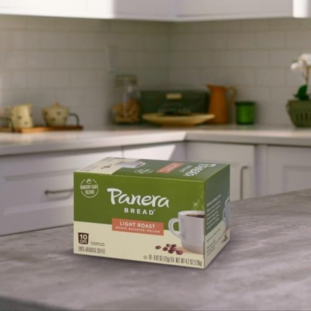 Panera KCUP Light Roast Coffee Pods, 10 Count, Compatible with Keurig malt-inspired