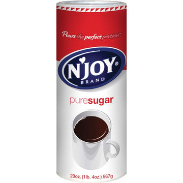 N Joy Sugar Canister | 20 Ounce, Pack of 6 | 100% Pure Granulated Sugar| Easy Pour Lid, Bulk Size