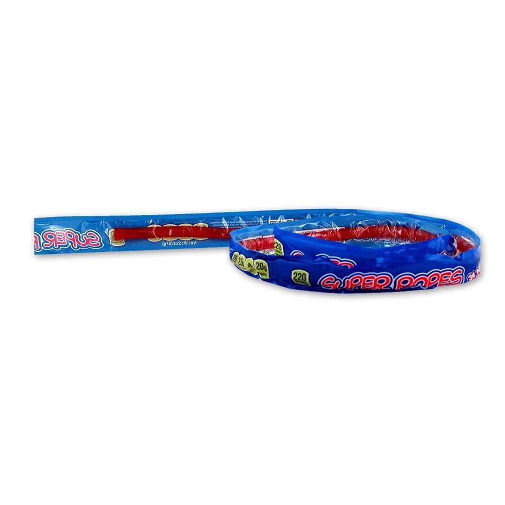 Super Ropes 34'' Individually Wrapped Rope, 2Oz (60 Pack), Red Licorice Candy Rope